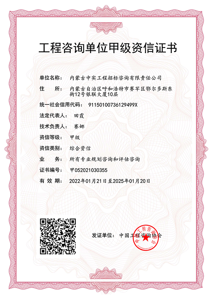 乐动(中国)单位甲级综合资信证书